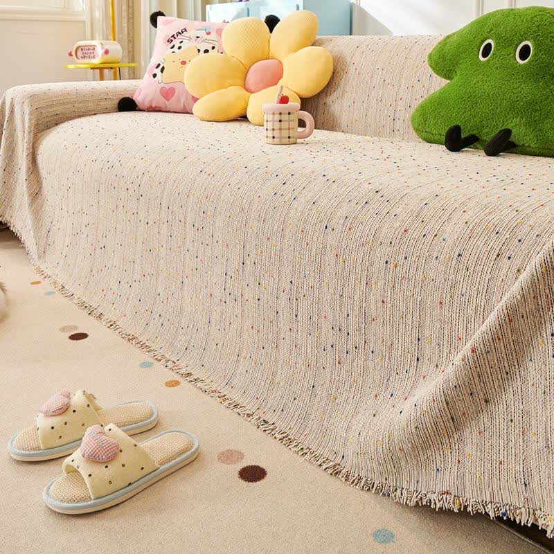 Protezione per divano in ciniglia a pois colorati - Marrone - 180cm x 340cm - image 1