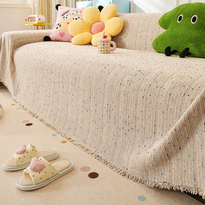 Protezione per divano in ciniglia a pois colorati - Marrone - 180cm x 340cm - image 1