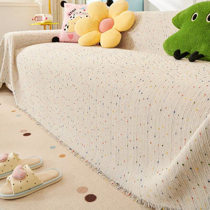 Protezione per divano in ciniglia a pois colorati - Grigio chiaro - 180cm x 340cm - image 7