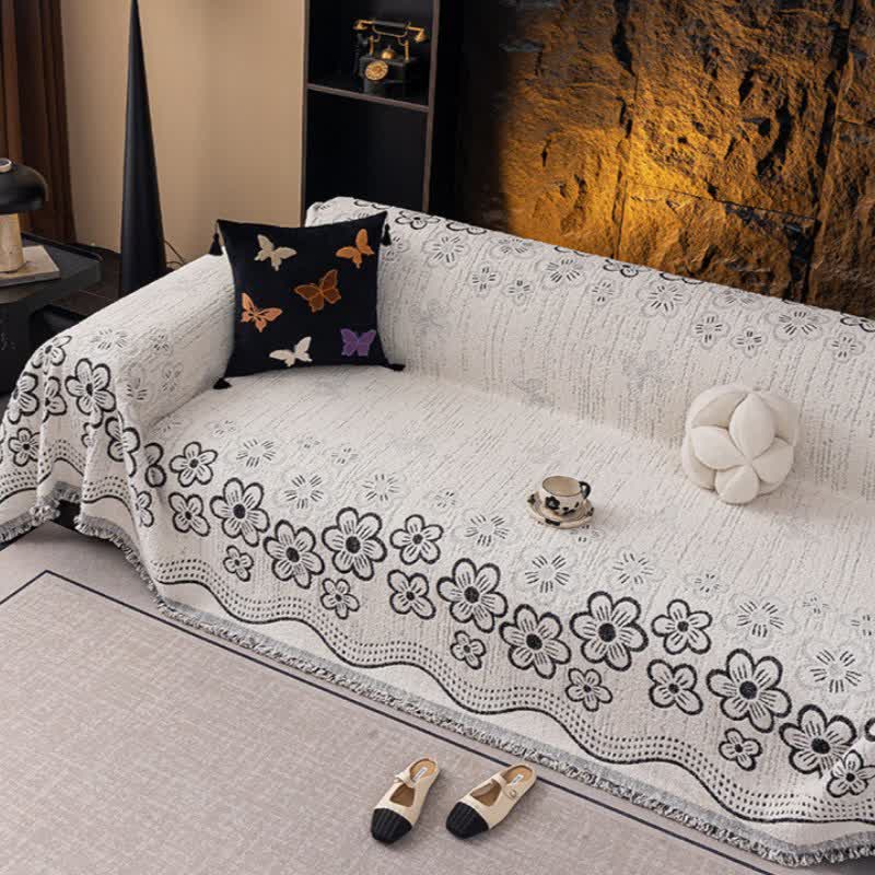Coperta da divano con nappa jacquard floreale - image 7