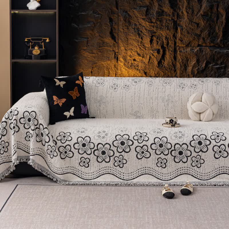 Coperta da divano con nappa jacquard floreale - image 6