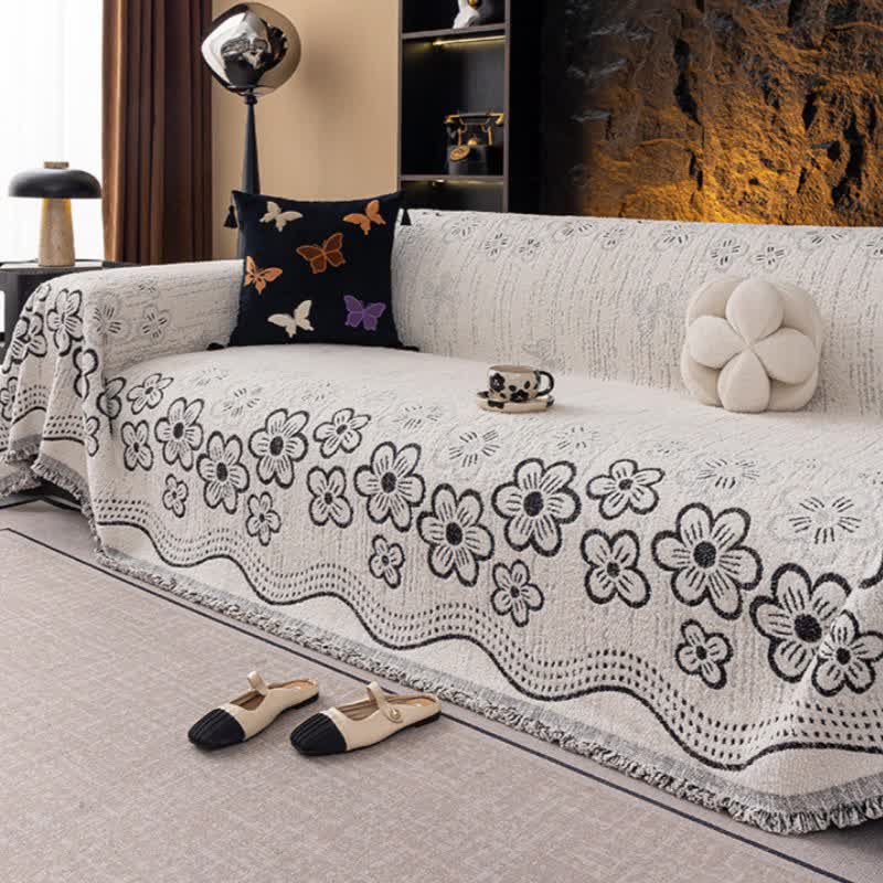 Coperta da divano con nappa jacquard floreale - image 5