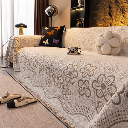 Coperta da divano con nappa jacquard floreale - image 1