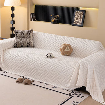 Coperta da divano con trama geometrica a righe - Bianco - 180cm x 340cm - image 0
