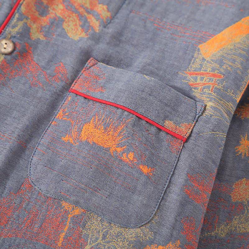 Completo da notte in cotone jacquard con motivo albero retrò - image 5