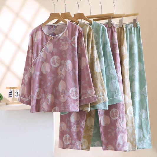 Completo da notte in garza di cotone color melograno vintage - image 0