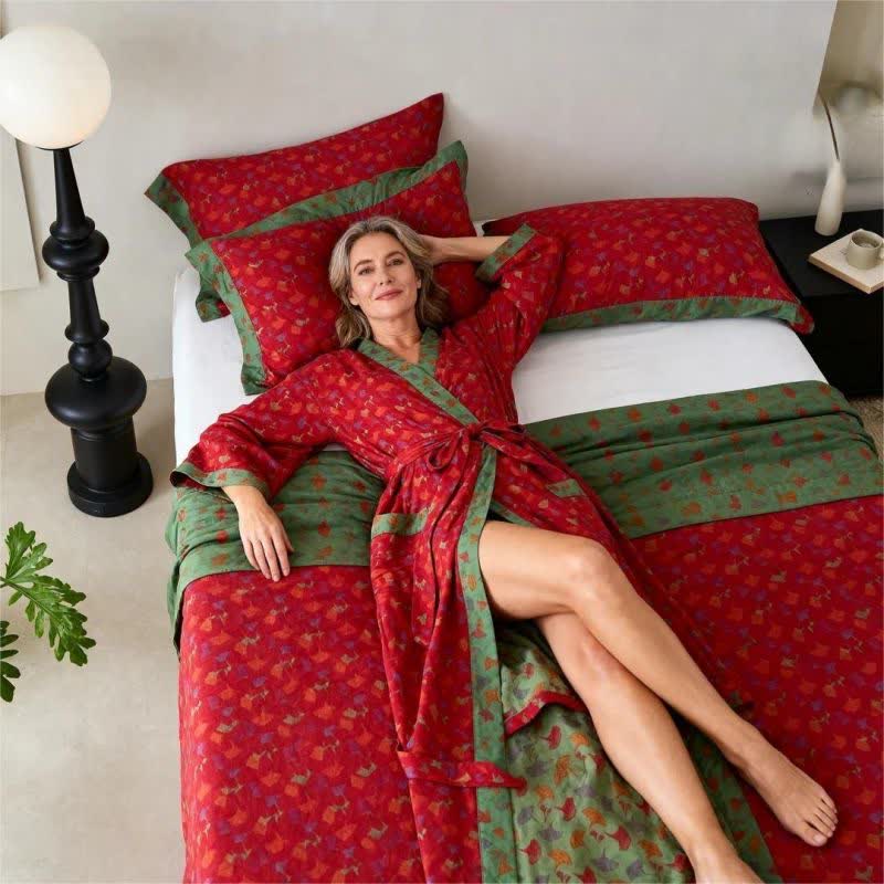 Copriletto in cotone naturale Ginkgo Biloba ispirato alla natura - image 3