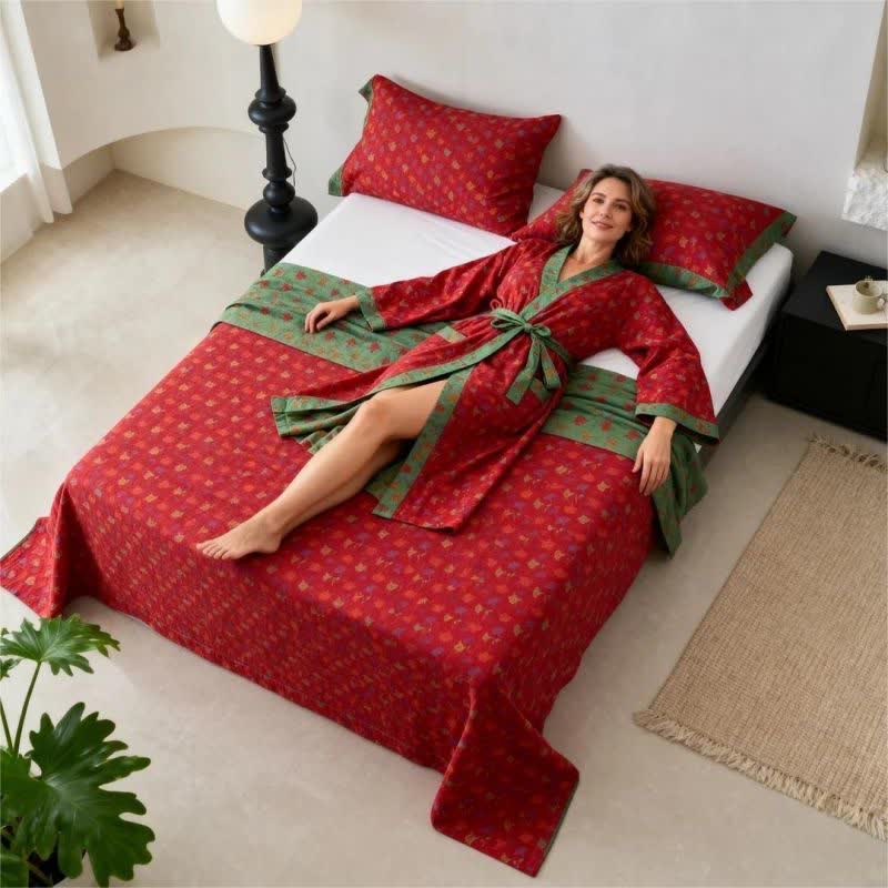 Copriletto in cotone naturale Ginkgo Biloba ispirato alla natura - image 2