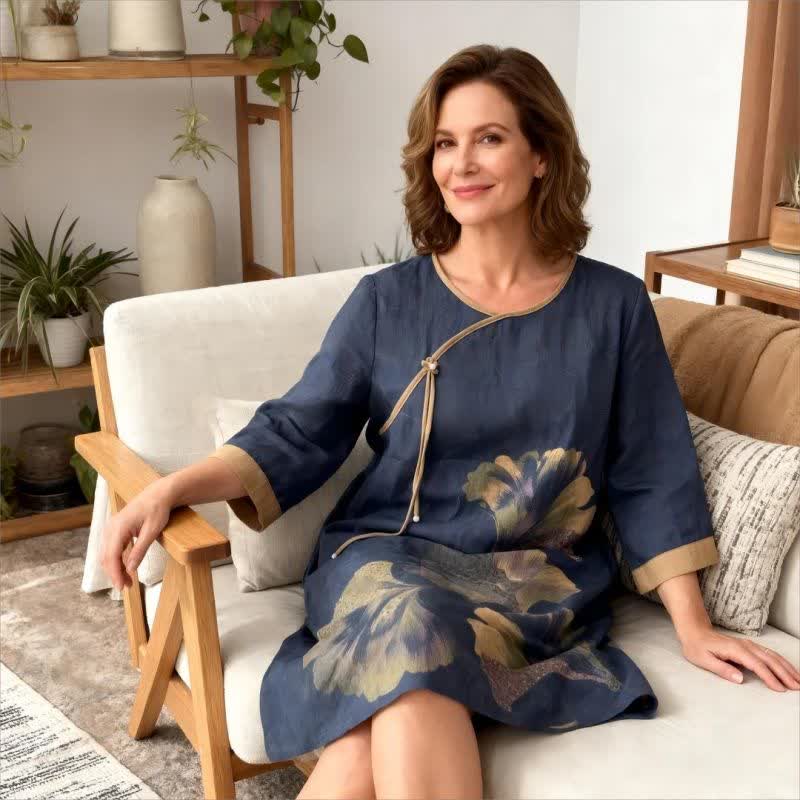 Camicia da notte in garza di cotone ispirata alle foglie di ginkgo - image 1