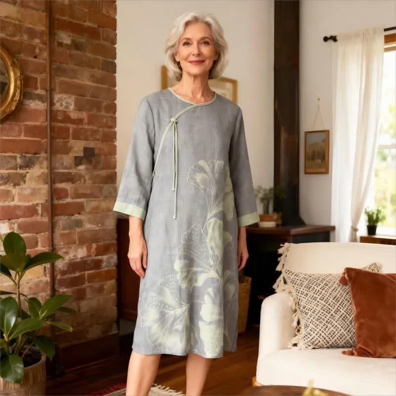 Camicia da notte in garza di cotone ispirata alle foglie di ginkgo - image 7