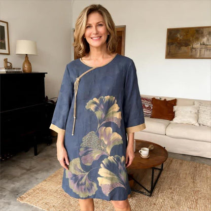 Camicia da notte in garza di cotone ispirata alle foglie di ginkgo - image 3