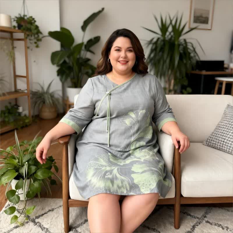 Camicia da notte in garza di cotone ispirata alle foglie di ginkgo - image 5