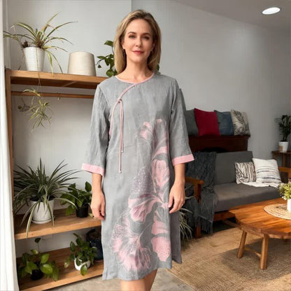 Camicia da notte in garza di cotone ispirata alle foglie di ginkgo - image 10