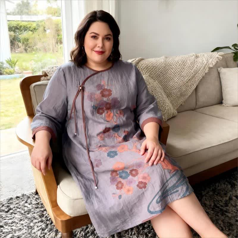 Camicia da notte in garza di cotone ispirata ai fiori di ciliegio - image 1