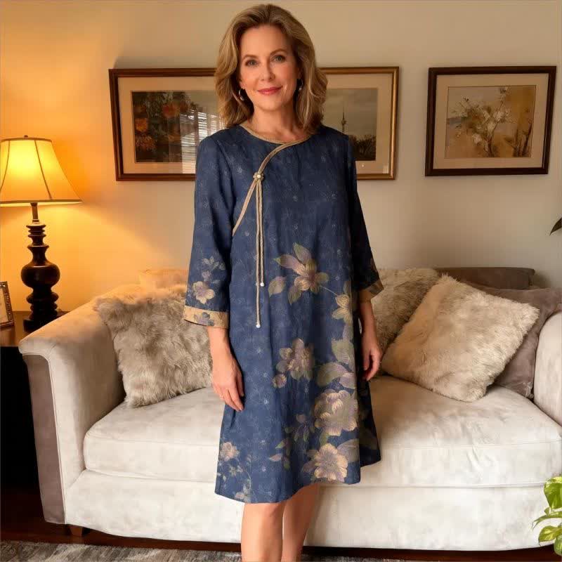 Camicia da notte in garza di cotone floreale in stile orientale - image 1