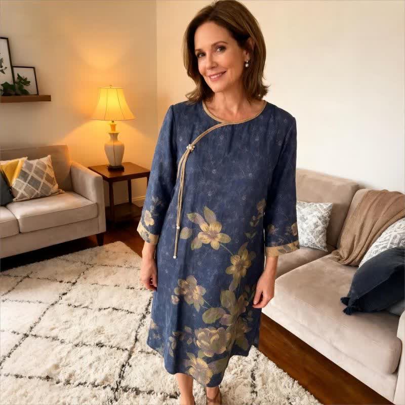 Camicia da notte in garza di cotone floreale in stile orientale - image 3