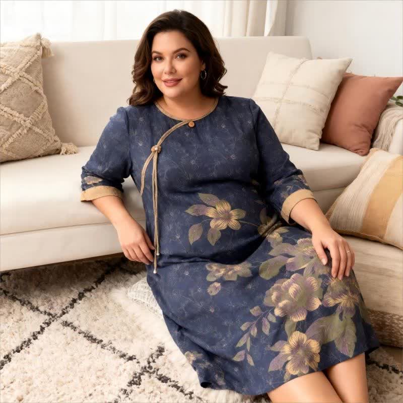 Camicia da notte in garza di cotone floreale in stile orientale - image 2