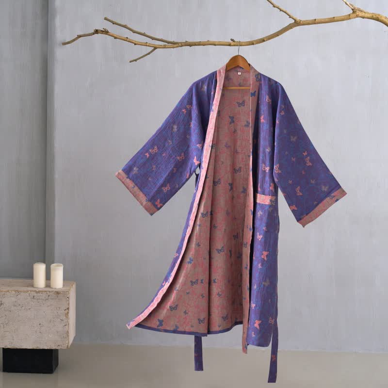 Kimono in garza di cotone a farfalla - Viola - 2XL - image 0