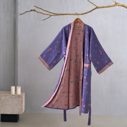 Kimono in garza di cotone a farfalla - Viola - 2XL - image 0