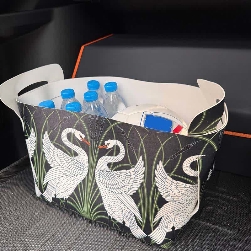 Contenitore portaoggetti di grande capacità in pelle di cigno rurale - image 4