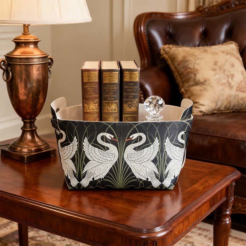 Contenitore portaoggetti di grande capacità in pelle di cigno rurale - image 1