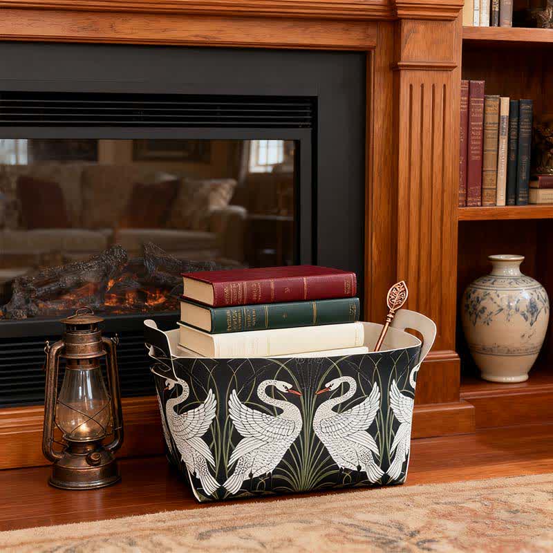 Contenitore portaoggetti di grande capacità in pelle di cigno rurale - image 2