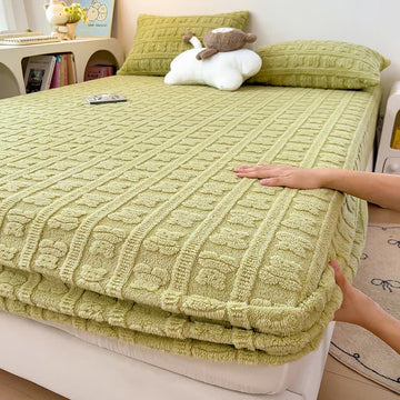 Lenzuolo con angoli caldo in pile a righe - Verde - 2 federe - 48cm x 74cm - image 0