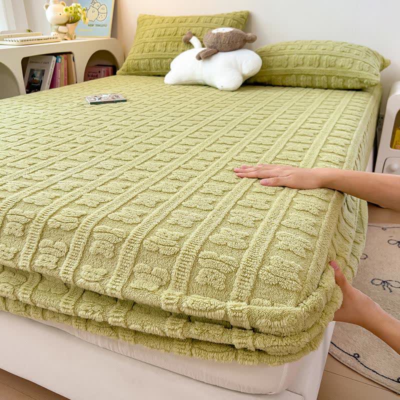 Lenzuolo con angoli caldo in pile a righe - Verde - 2 federe - 48cm x 74cm - image 0