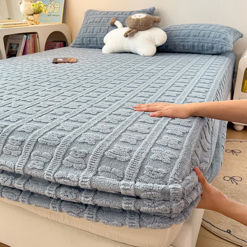 Lenzuolo con angoli caldo in pile a righe - Blu - 2 federe - 48cm x 74cm - image 17