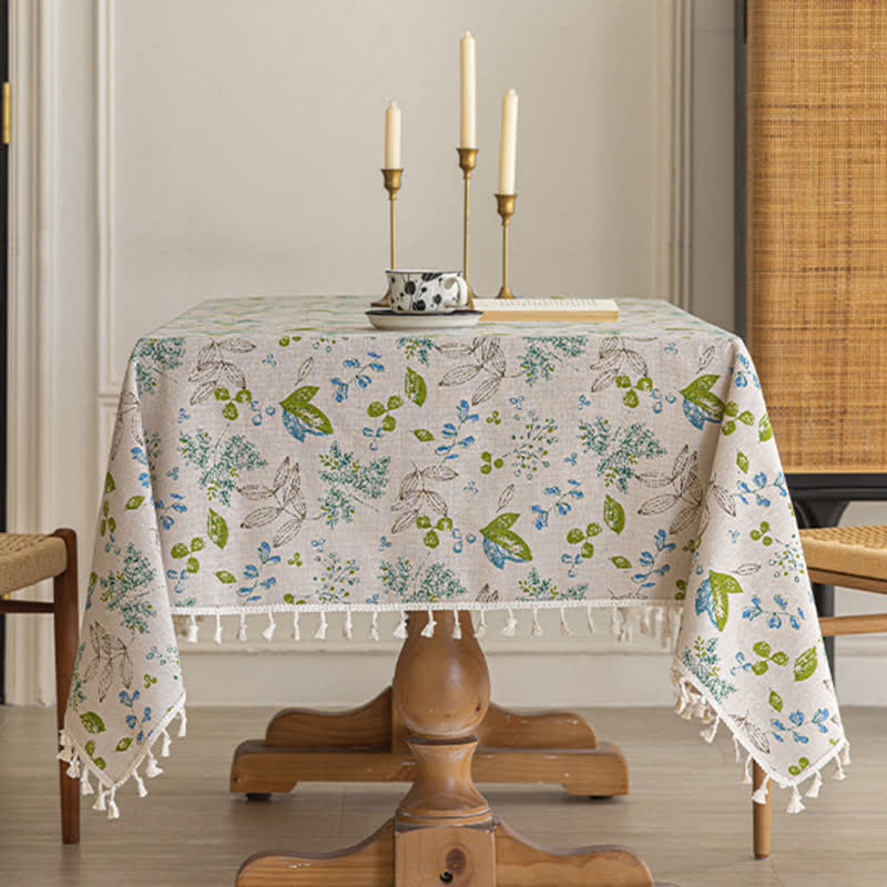 Tovaglia con nappe stampate a foglie fresche - image 1
