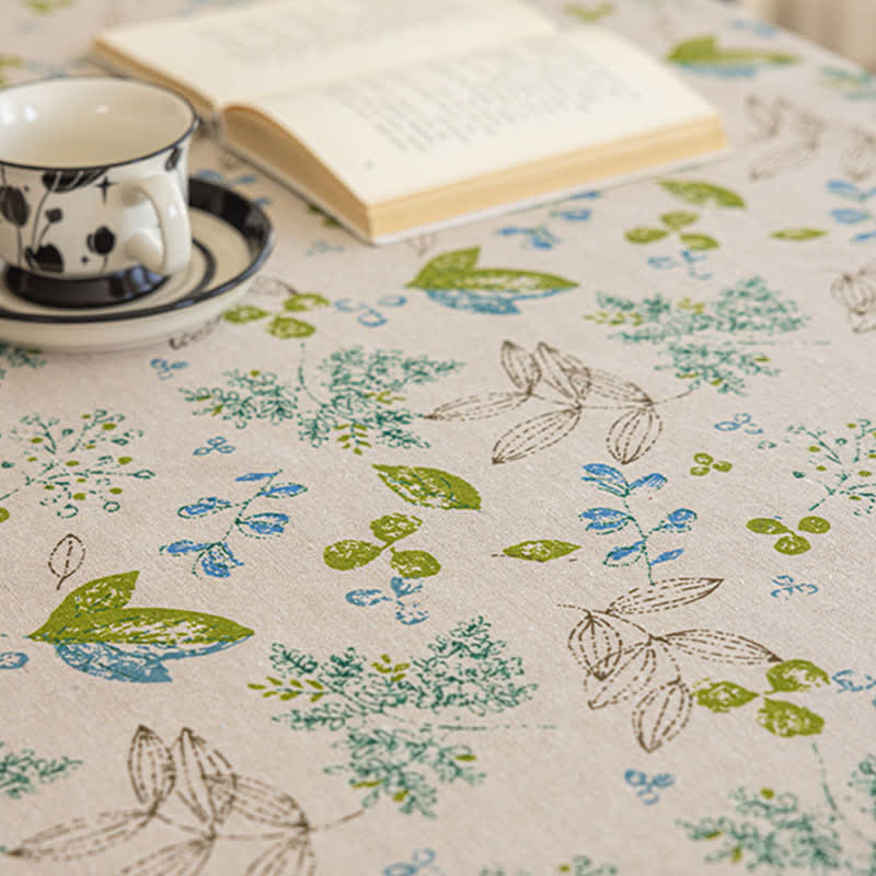 Tovaglia con nappe stampate a foglie fresche - image 3