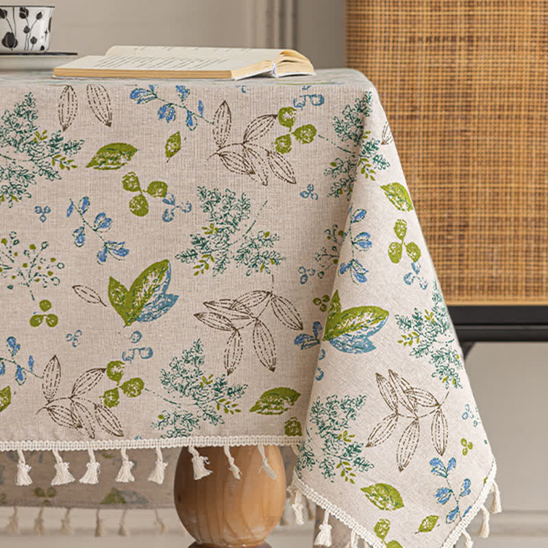 Tovaglia con nappe stampate a foglie fresche - image 2