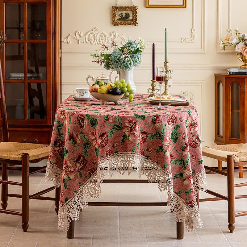 Elegante tovaglia floreale con bordo in pizzo - image 6