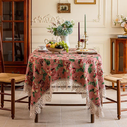 Elegante tovaglia floreale con bordo in pizzo - image 6