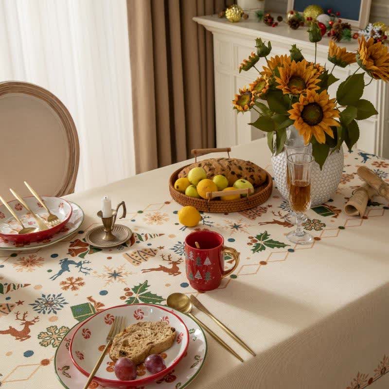 Tovaglia jacquard beige ispirata al Natale - image 3