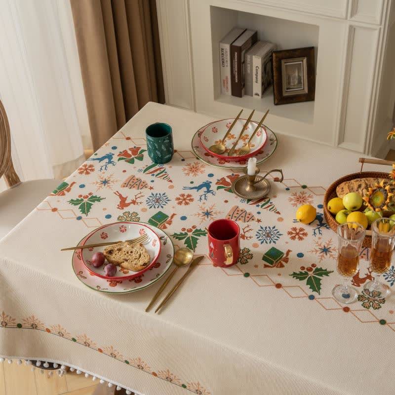 Tovaglia jacquard beige ispirata al Natale - image 4