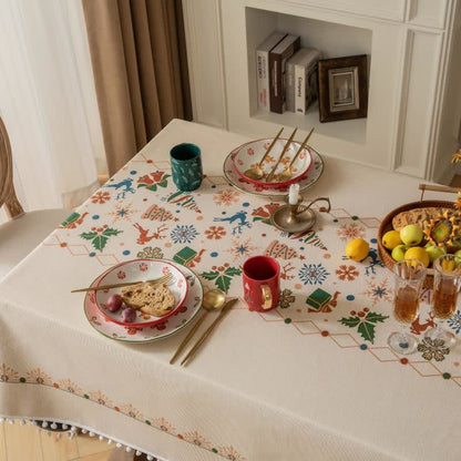 Tovaglia jacquard beige ispirata al Natale - image 4