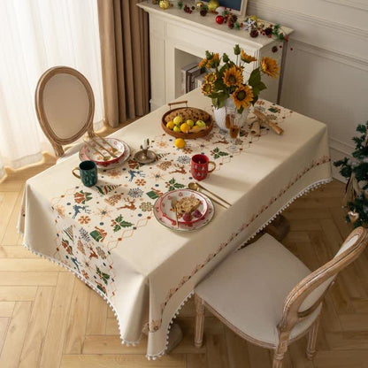 Tovaglia jacquard beige ispirata al Natale - image 1