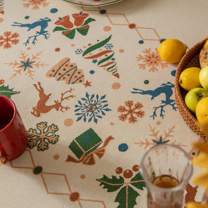 Tovaglia jacquard beige ispirata al Natale - image 5