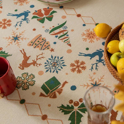 Tovaglia jacquard beige ispirata al Natale - image 5