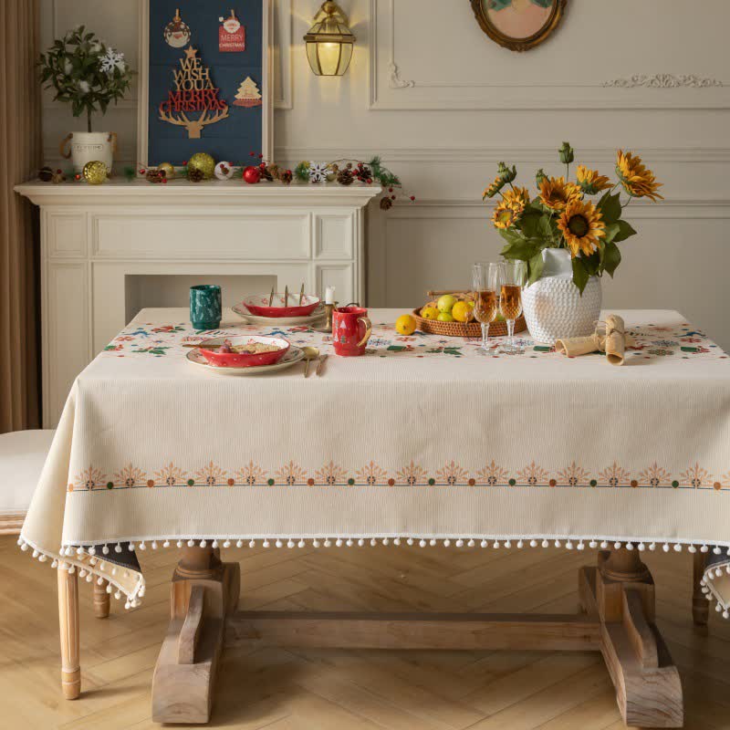 Tovaglia jacquard beige ispirata al Natale - image 2