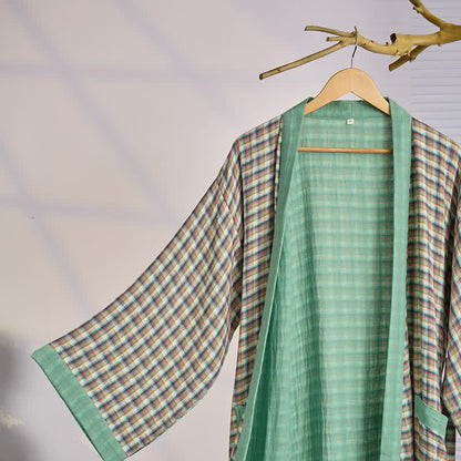 Abito Yukata kimono in garza di cotone scozzese - image 1