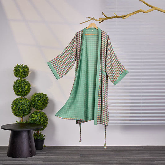 Abito Yukata kimono in garza di cotone scozzese - 2XL - image 0