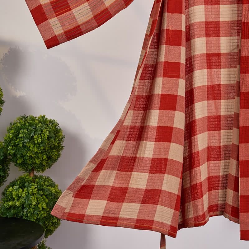 Kimono classico in garza di cotone a quadri - image 2