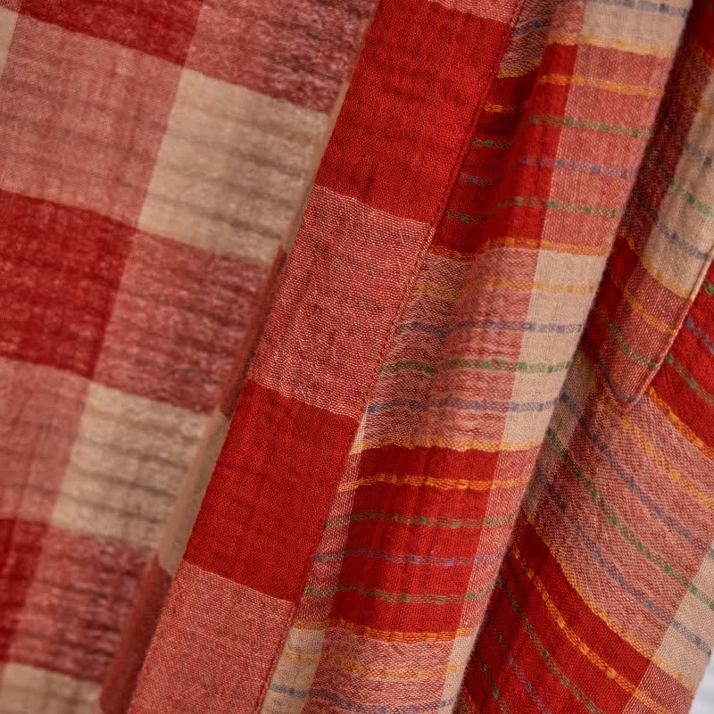 Kimono classico in garza di cotone a quadri - image 4