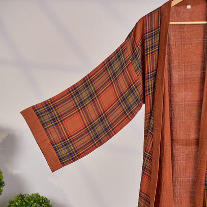 Kimono vintage in garza di cotone a quadri - image 1