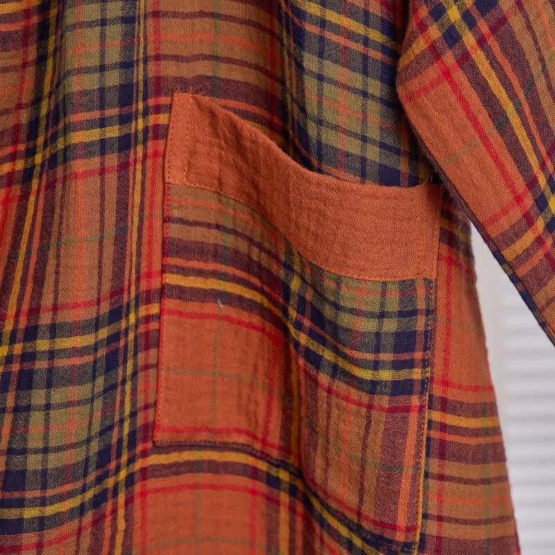 Kimono vintage in garza di cotone a quadri - image 3
