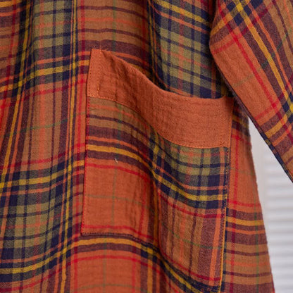 Kimono vintage in garza di cotone a quadri - image 3
