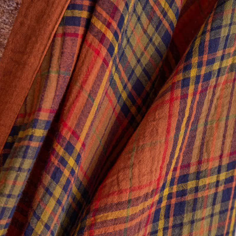 Kimono vintage in garza di cotone a quadri - image 5