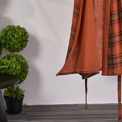 Kimono vintage in garza di cotone a quadri - image 4